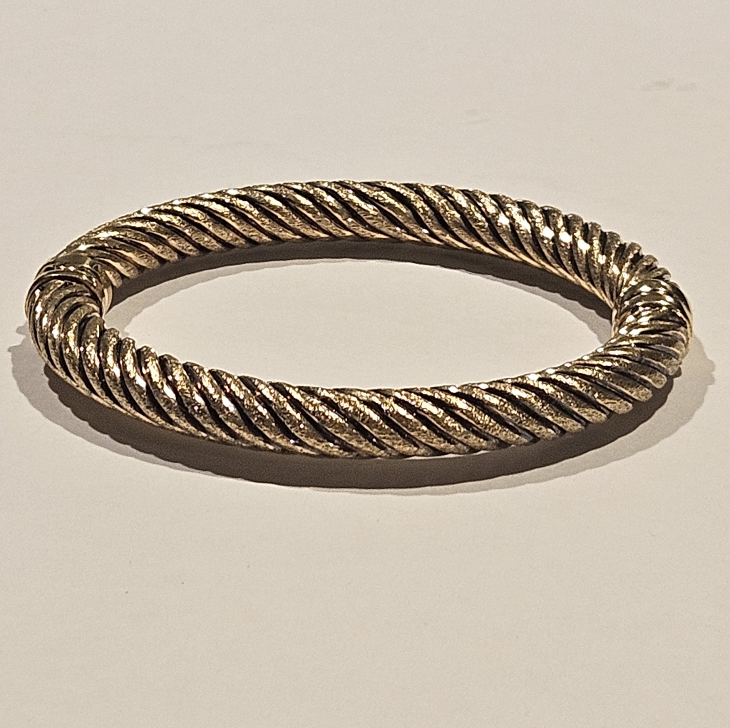 Elegant Veronese Italy 14k Vermeil Sterling Silver Twisted Bangle